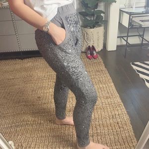 free people harem grey sequined joggers